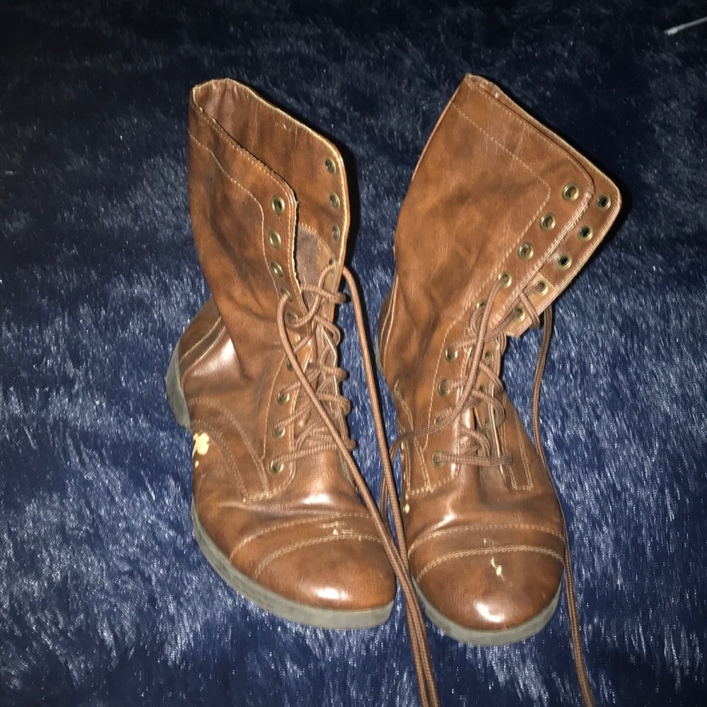 brown lace up combat boots